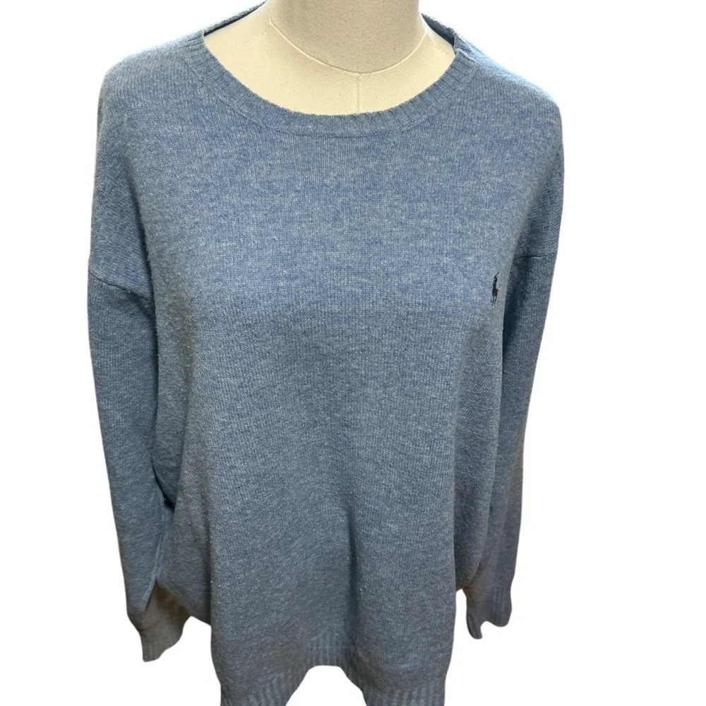 Polo Ralph Lauren Lambswool Sweater XXL Blue Crewneck Classic Pony Logo Men
